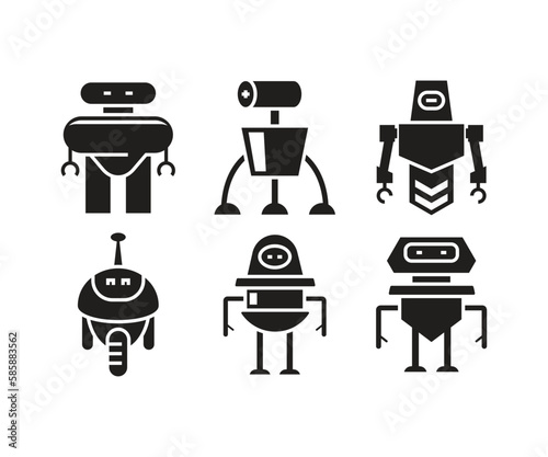 smart robot character icons set