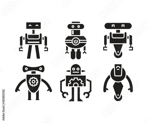 smart robot character icons set