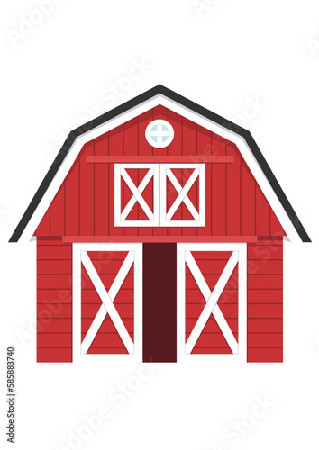 Print op canvas Red barn vector illustration, element