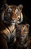 portrait of a Bengal Tiger with son