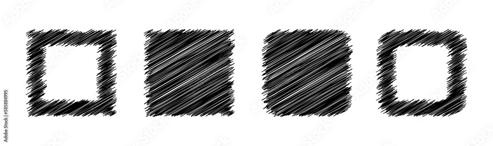 Hand drawing square shapes. Square shapes in doodle isolated on white background. Vector illustration Hand drawing square shapes. Square shapes in doodle isolated on white background. Vector illustration