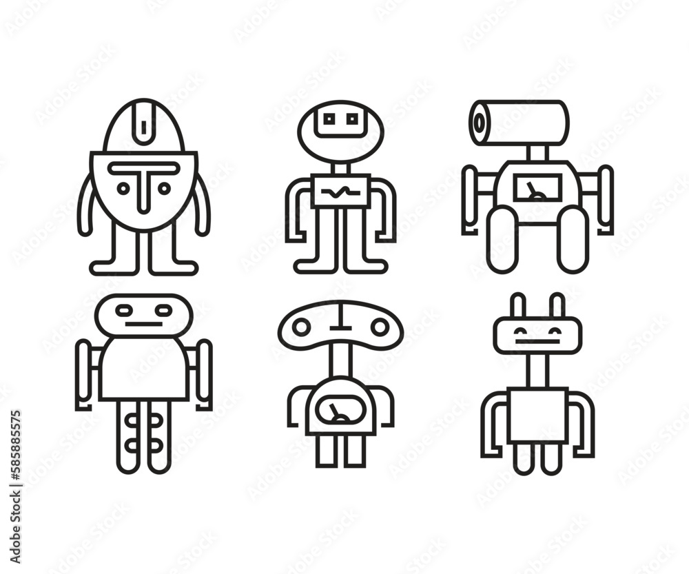 cartoon robot avatars set vector illustration cartoon robot avatars set vector illustration