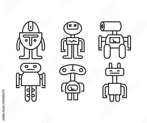 cartoon robot avatars set vector illustration