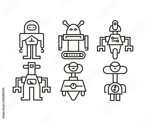 cartoon robot avatars set vector illustration