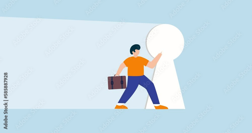 4k animation of Secret of success. curiosity businessman reach out to the bright shining key hold and start walking to achieve business goal. 4k animation of Secret of success. curiosity businessman reach out to the bright shining key hold and start walking to achieve business goal.