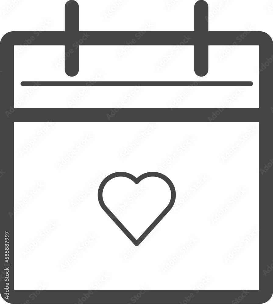 Vector linear calendar icon with a heart Vector linear calendar icon with a heart