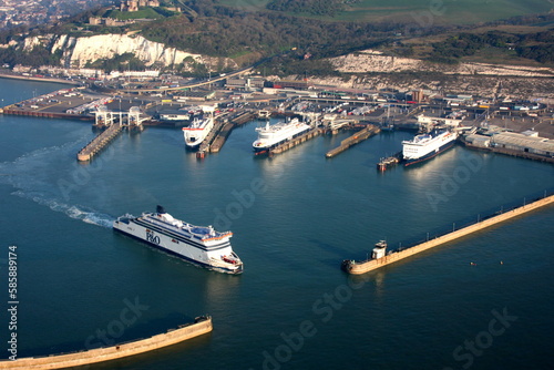 Aerial view of the Port of Dover, Kent, England, UK