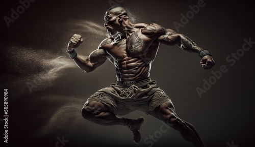 Powerful and Dynamic Muay Thai Fighter in Action © Jardel Bassi
