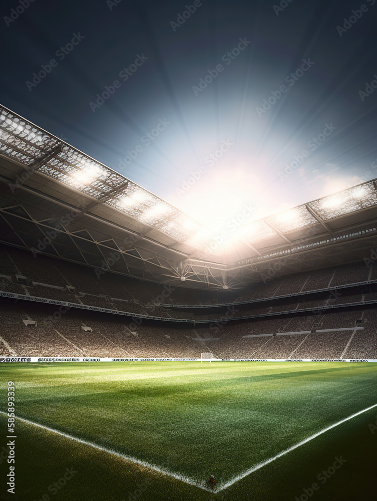 Fototapeta premium Football stadium at night. Generative Ai