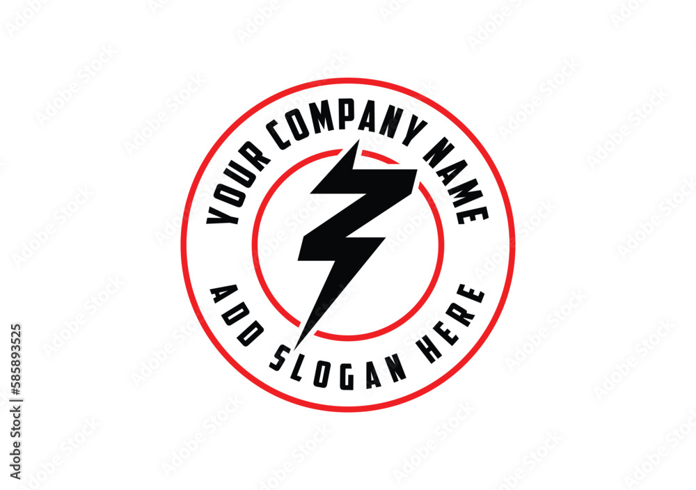 Thunder Bolt Circle Logo Design Thunder Bolt Circle Logo Design