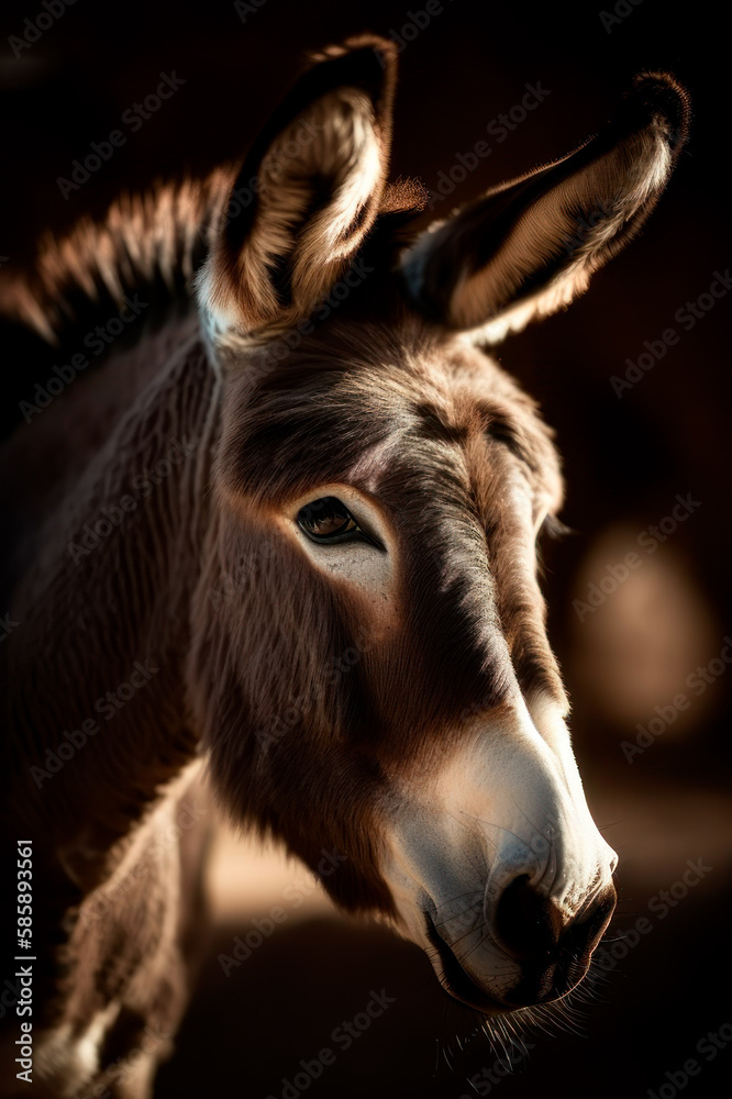 Beautiful Donkey Portrait at Sunset, Generative AI Beautiful Donkey Portrait at Sunset, Generative AI