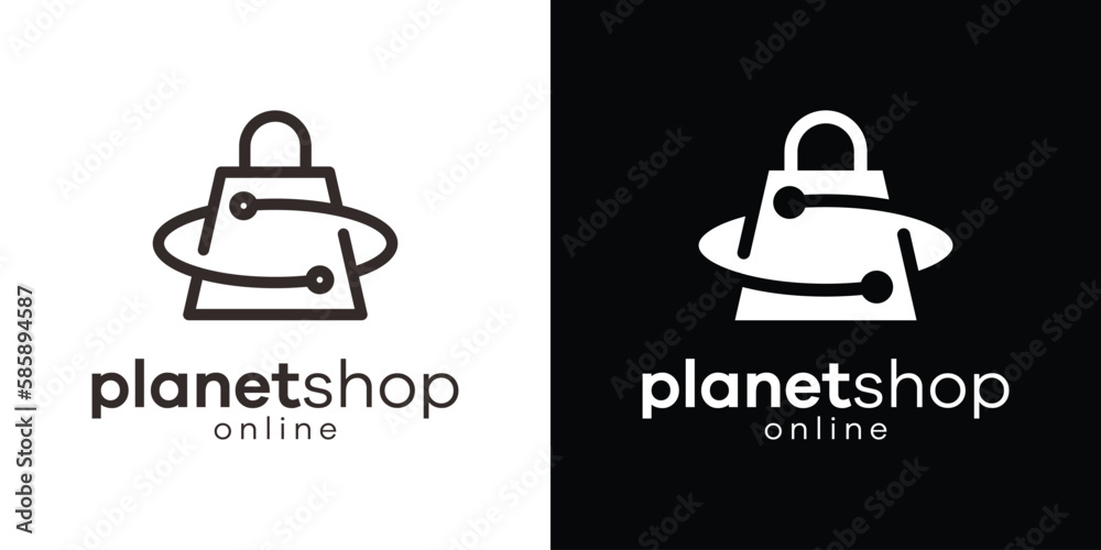 shopping bag and planet ikon vector illustration shopping bag and planet ikon vector illustration