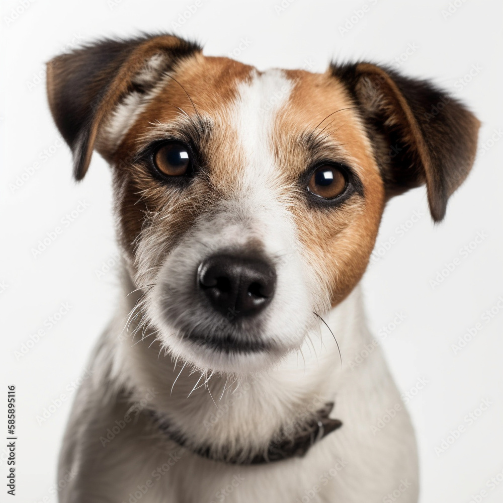 female jack russell terrier dog on white background isolated, created with Generative AI Technology