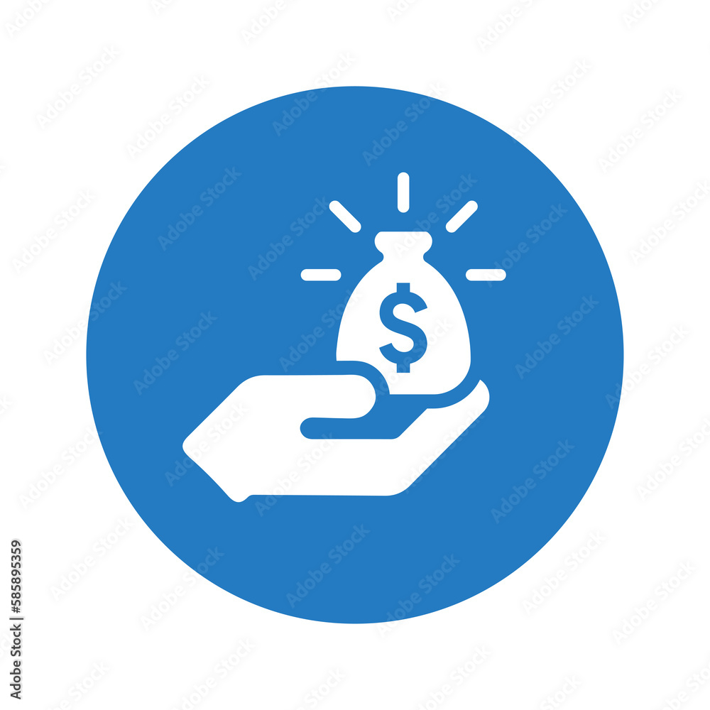 Money on hand icon design.