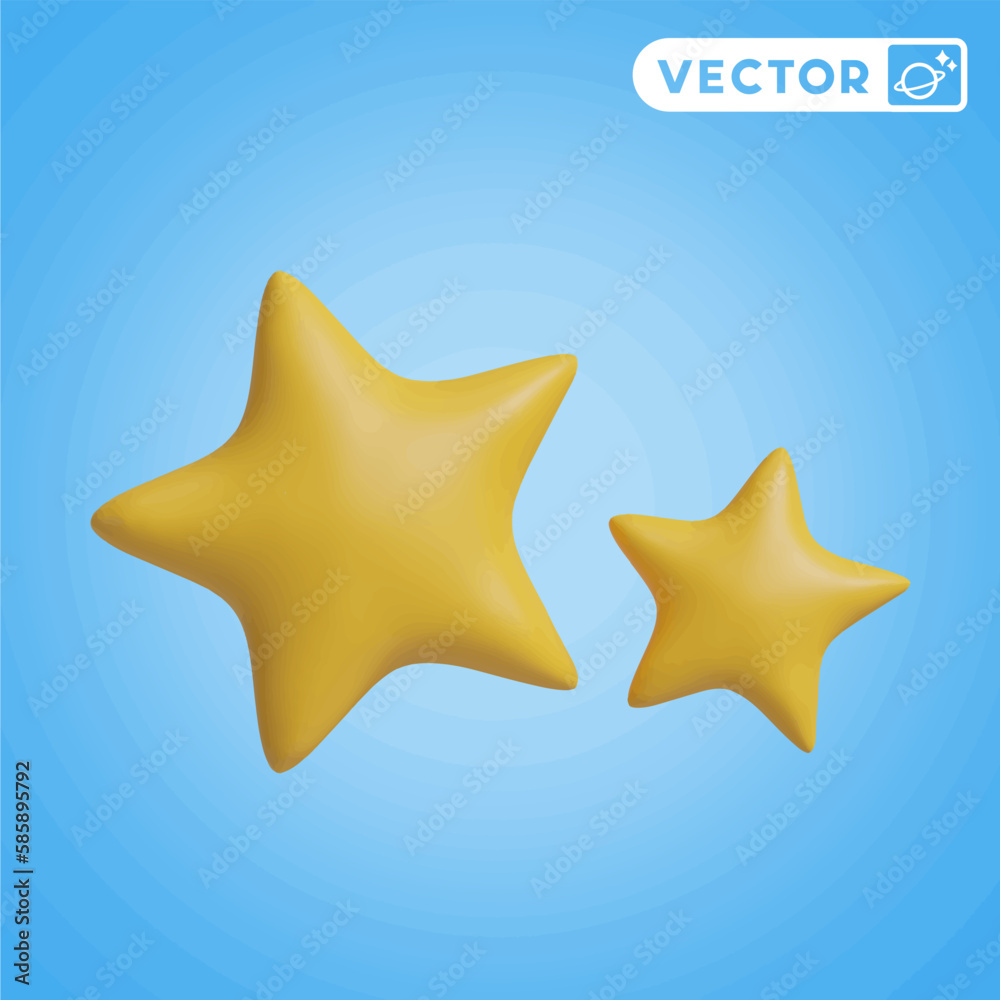 stars 3D vector icon set, on a blue background