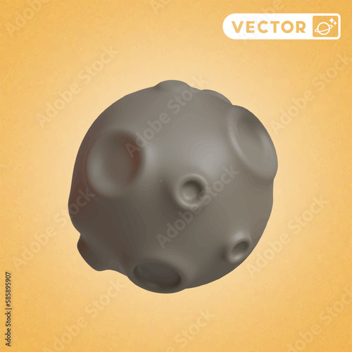 meteorite 3D vector icon set, on a orange background