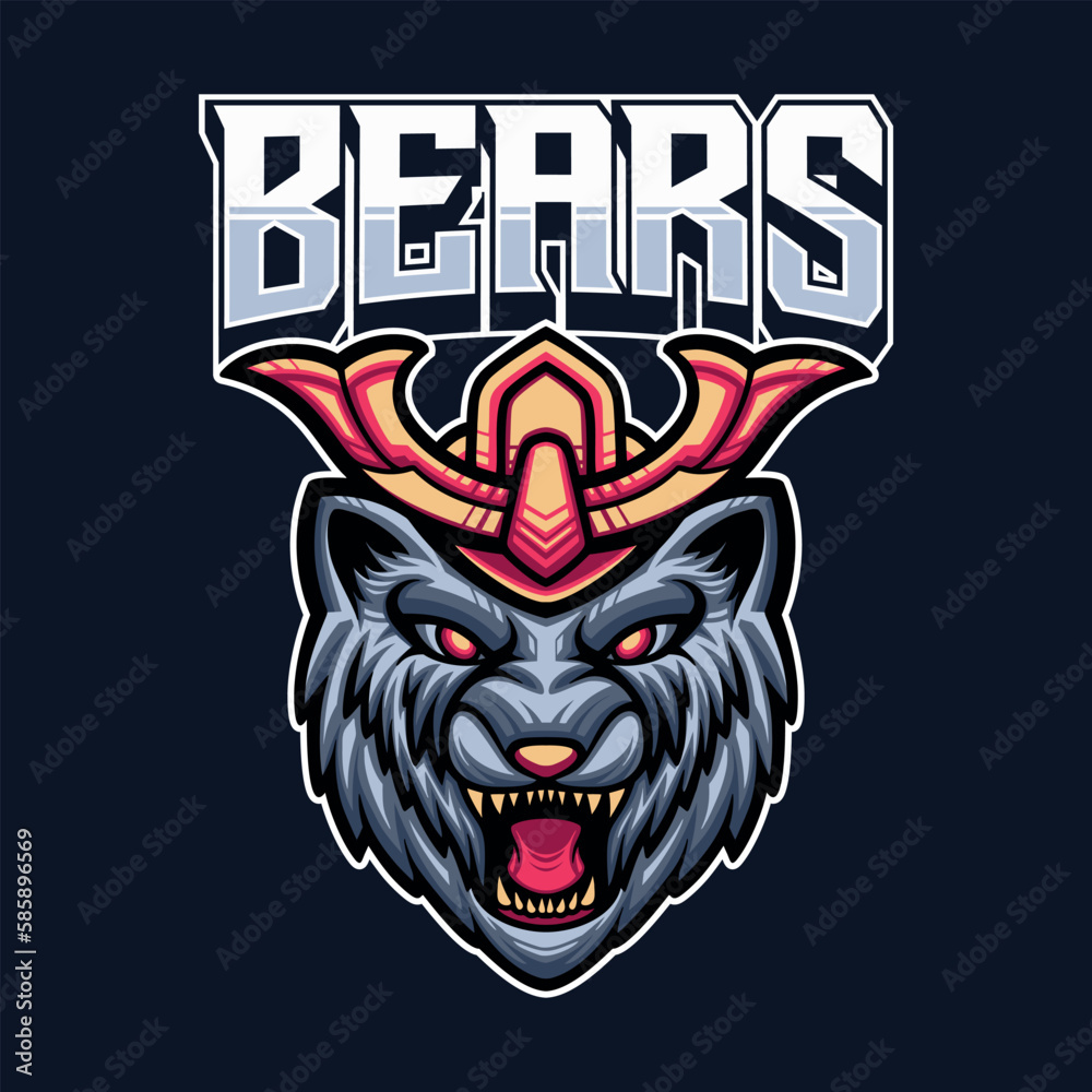 Head of angry bear logo vector illustration design