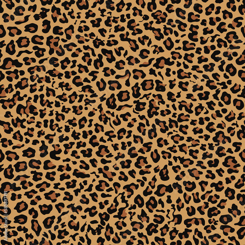Leopard print seamless animal pattern vector trendy background, cat skin.