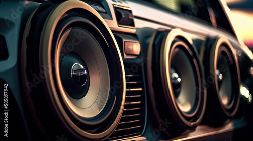 car audio system speakers, bass music in the car generative ai