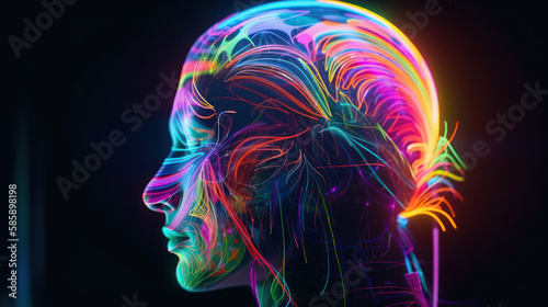hologram colorful euphoria endorphin mind blow energy generative ai photo