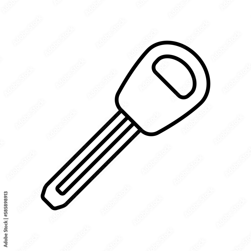 Key icon. Black contour linear silhouette. Front side view. Editable strokes. Vector simple flat graphic illustration. Isolated object on a white background. Isolate. Key icon. Black contour linear silhouette. Front side view. Editable strokes. Vector simple flat graphic illustration. Isolated object on a white background. Isolate.