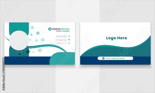 Unique and creative minimalist  business card design with a wave of green color