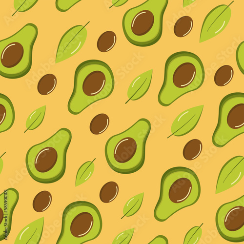 Pattern vector Avocado. Slice, juicy fruit. Vegetable, a natural plant product. Vegetable oil, vector illustration.