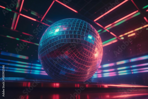 mirrored disco ball at a party, Generative AI