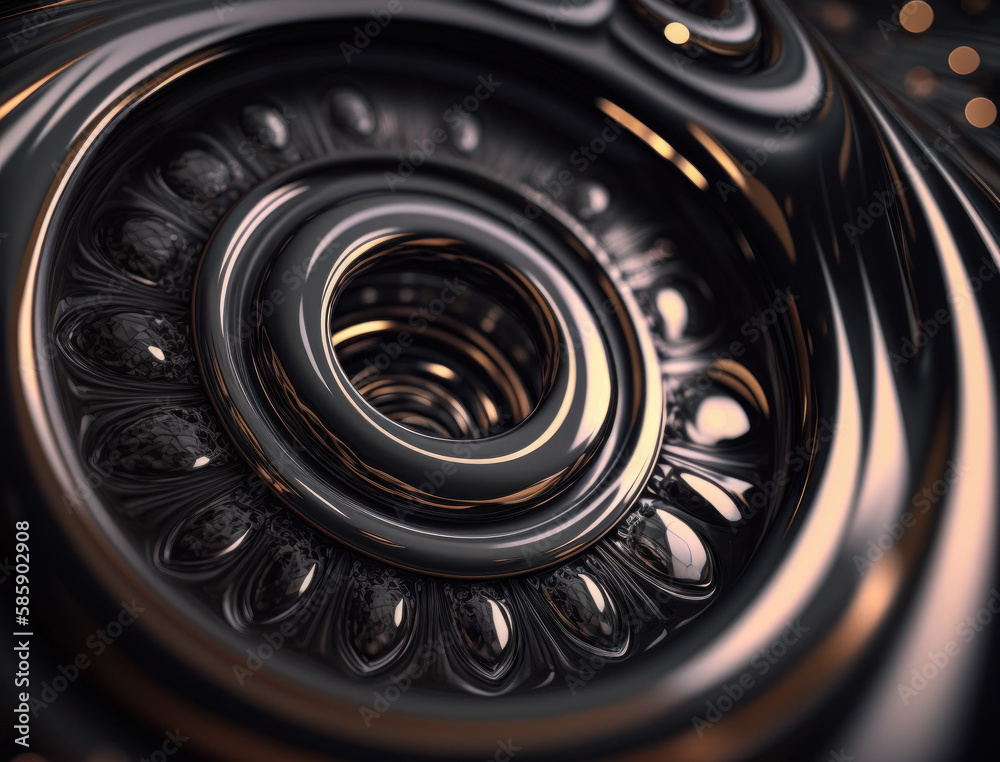 Concentric obsidian rings shapes Abstract geometric background created with Generative AI technology