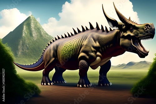 Rendering of  Intimidating Triceratops in Isolation . Generative AI. 