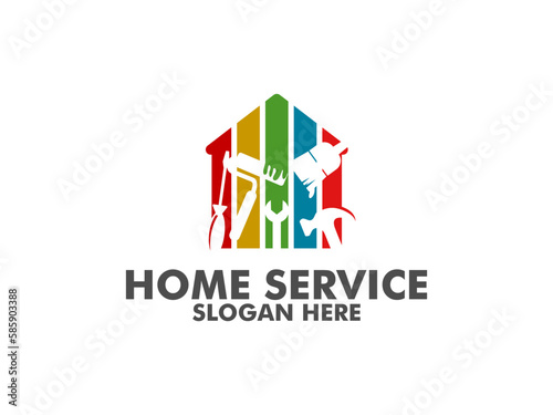 Home service vector logo template. this design suitable for home services and repair