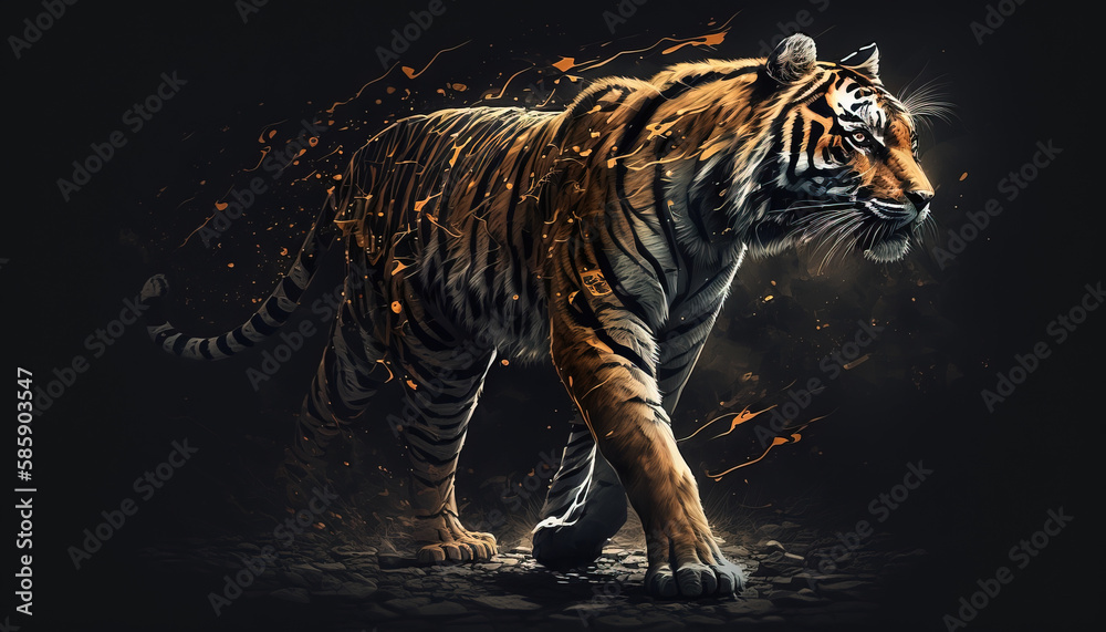 Tiger animal abstract wallpaper. Contrast background in vivid colors generative ai Tiger animal abstract wallpaper. Contrast background in vivid colors generative ai