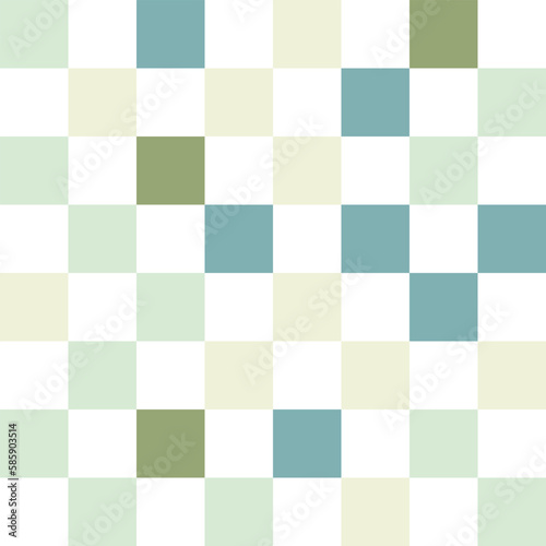 Green and white pastel checkerboard pattern background. 