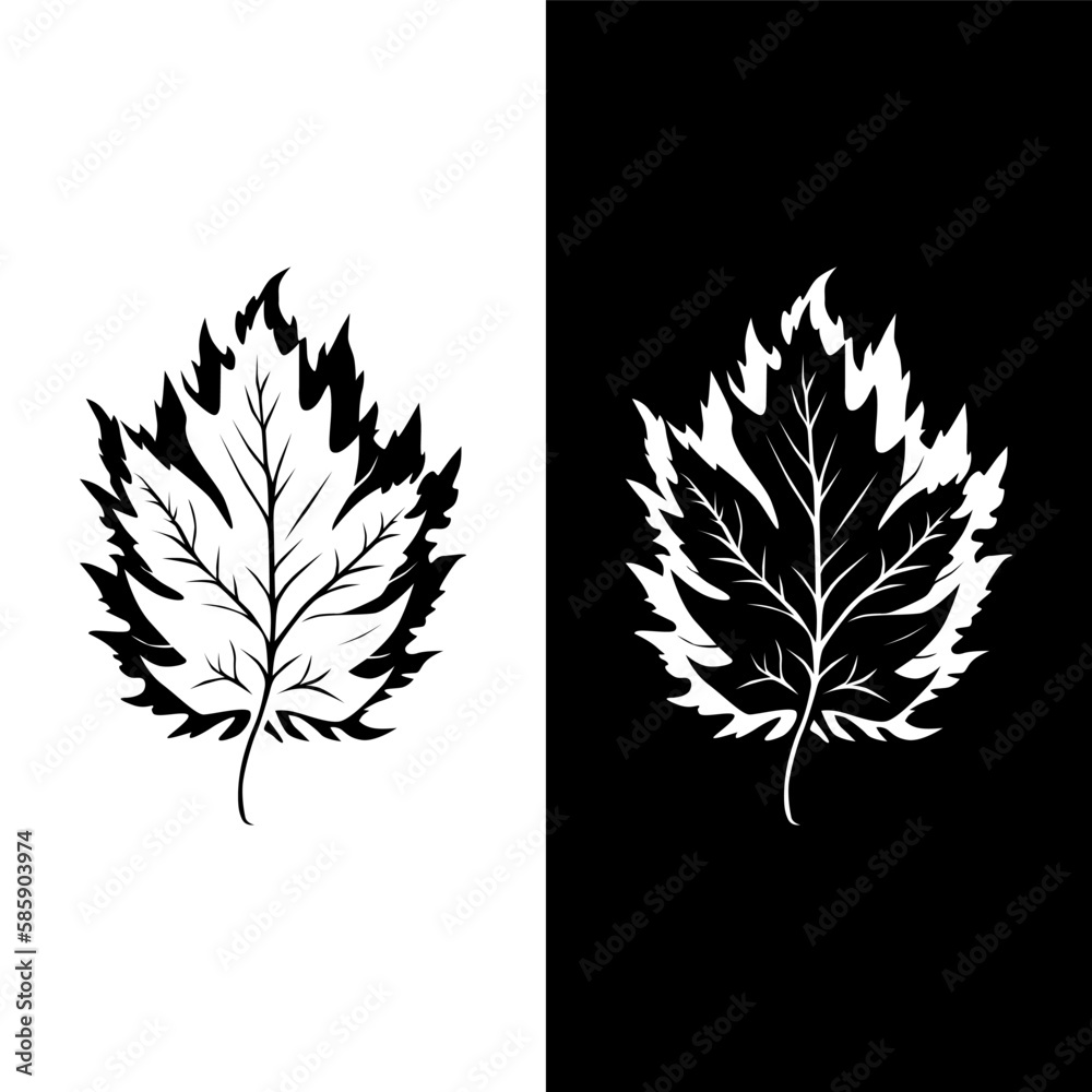 Obraz premium black and white leaf logo, black and white background