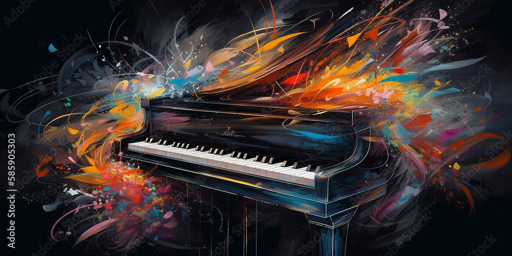 contemporary abstract representation of the sound of a piano Generative AI - obrazy, fototapety, plakaty 