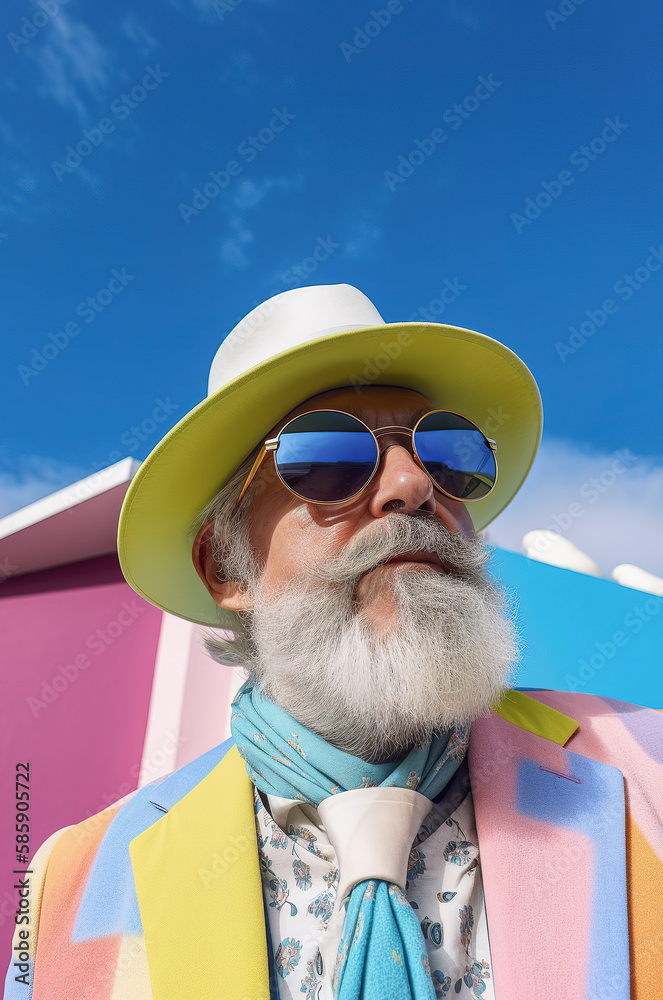 Generative AI illustration of portrait of fashion photo of a 50 years