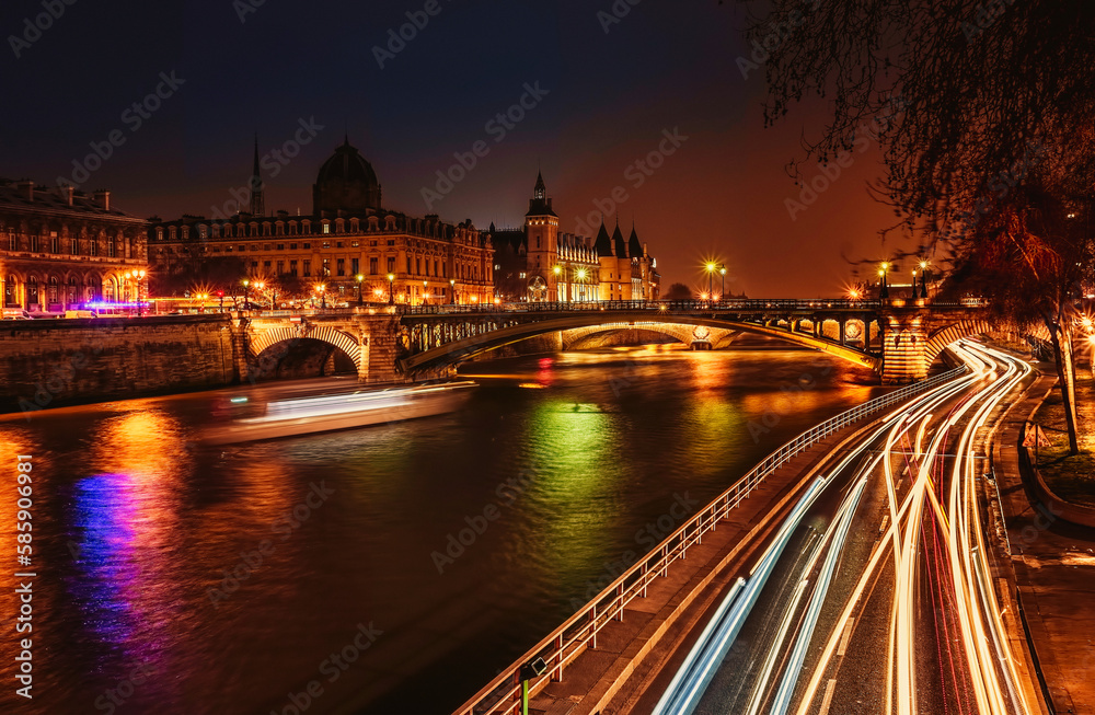 Mesmerizing Paris at Night: A Stunning View of the Seine River and the City's Sparkling Lights