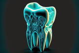Ilustración de un diente seccionado, concepto salud dental. Generative AI