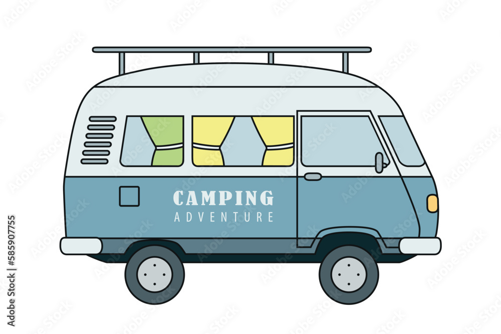 camper van adventure summer holiday on road trip