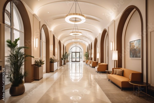 Modern new corridor  stylish and luxurious decor  generative ai