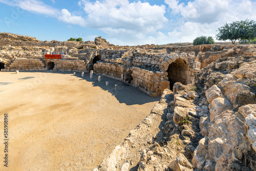 The ancient ruins of the Roman Beit Guvrin Amphitheatre at the Maresha National Park at Beit Guvrin, Israel. photo