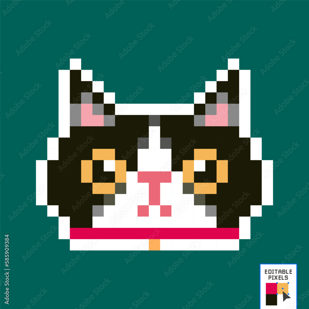 Cute kitten domestic pet pixel art - isolated vector. 8 bit pixel cats. gray and red cat. vector illustration. cute cartoon animals. characters. white background. isolated object Cute kitten domestic pet pixel art - isolated vector. 8 bit pixel cats. gray and red cat. vector illustration. cute cartoon animals. characters. white background. isolated object