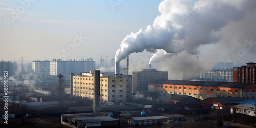 terrible air pollution by factories   ecology disaster  created with Generative AI 