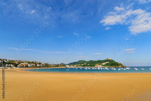 The sandy beach of La Concha, San Sebastian, Spain