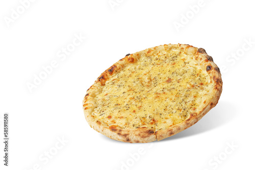 Four cheese pizza on a white isolated background