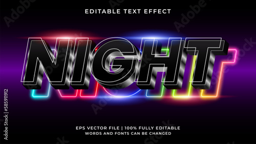 Night party editable text effect neon style