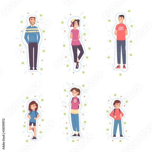 Cheerful People Characters with Healthy Immune System Vector Set
