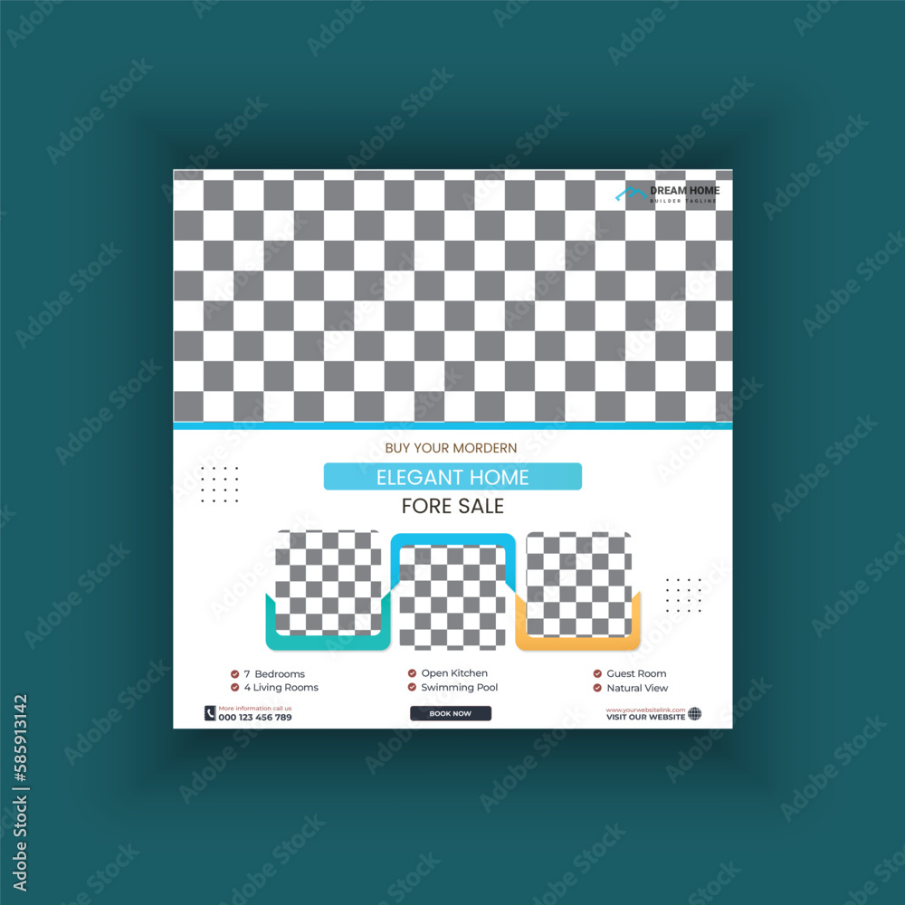 Modern real estate social media banner template