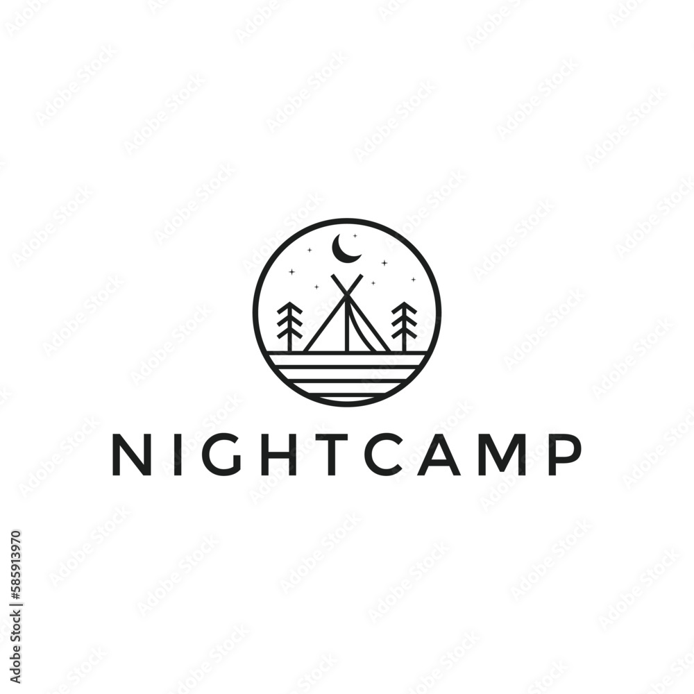night camp graphic vector illustration logo design simple