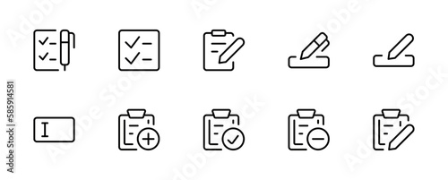 Form fillup, input, Paper documents icons. Line symbol. File icon. Folded written paper. Line icon - stock vector. For the use of UI and mobile app, web site interface. photo